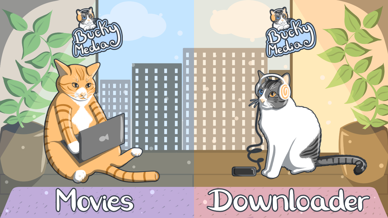 BuckyMedia Launcher screen, to choose between the downloader and the catalog