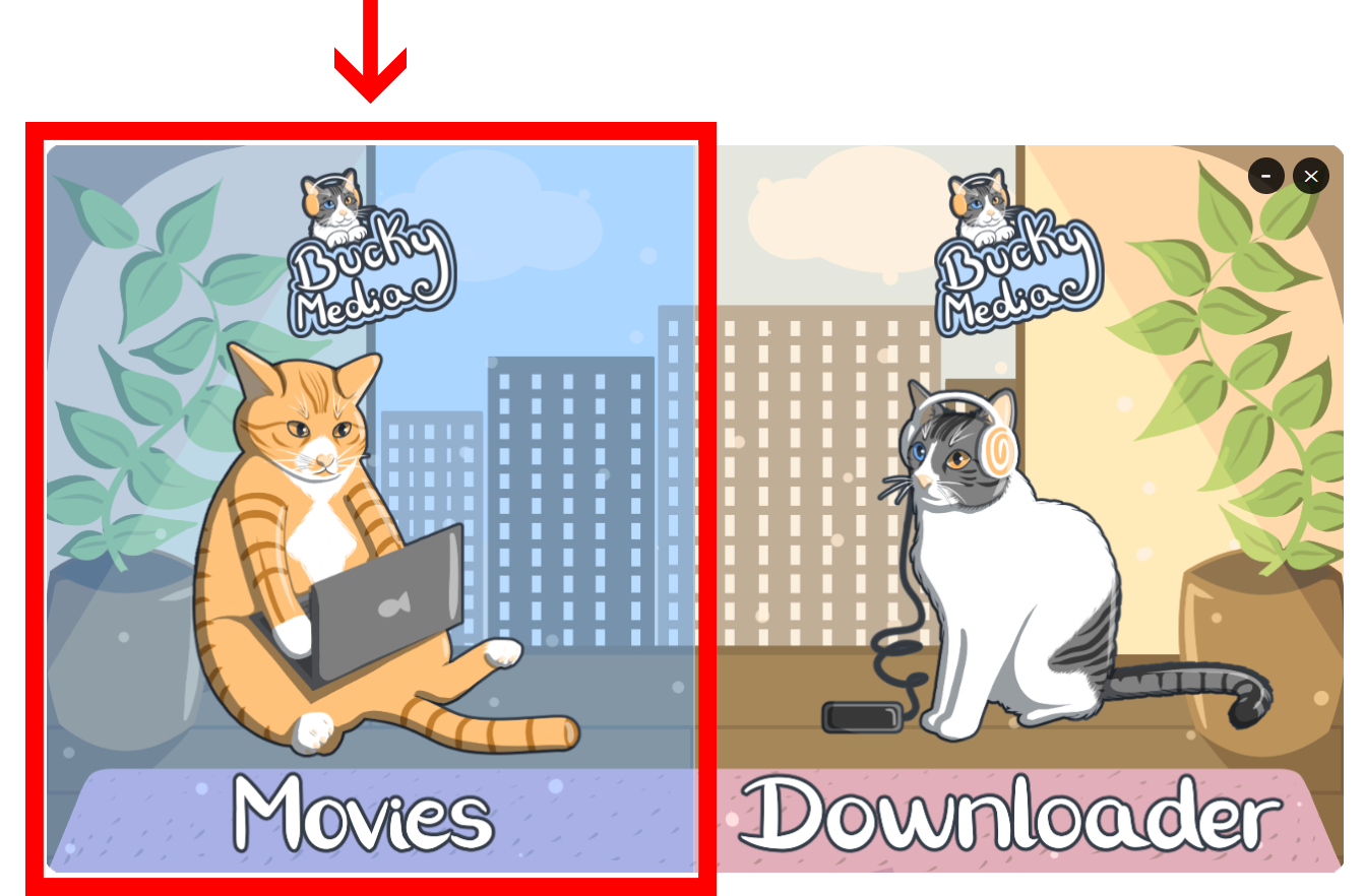 Launcher with the Movies card highlighted