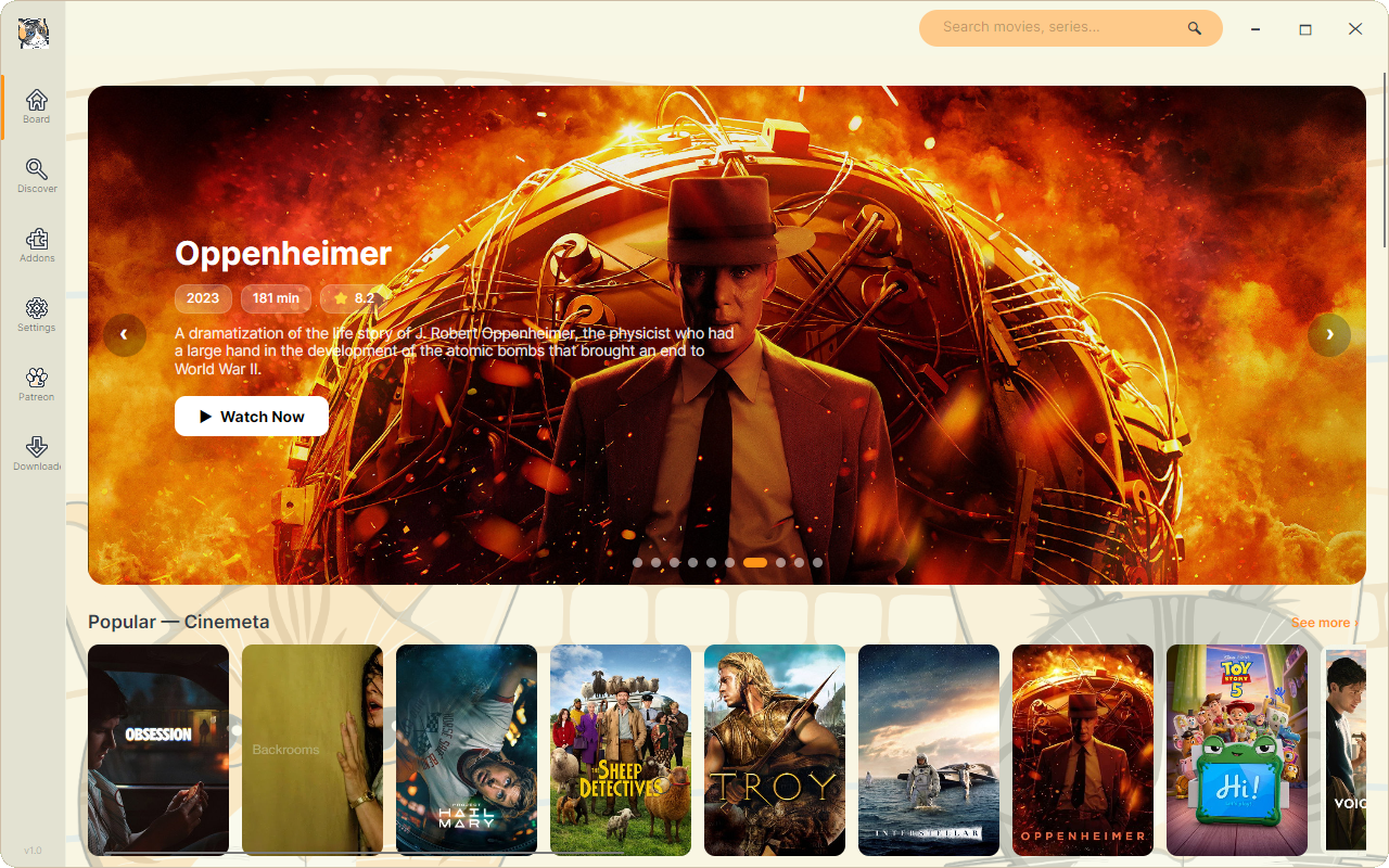 BuckyMedia catalog showing featured titles and popular picks
